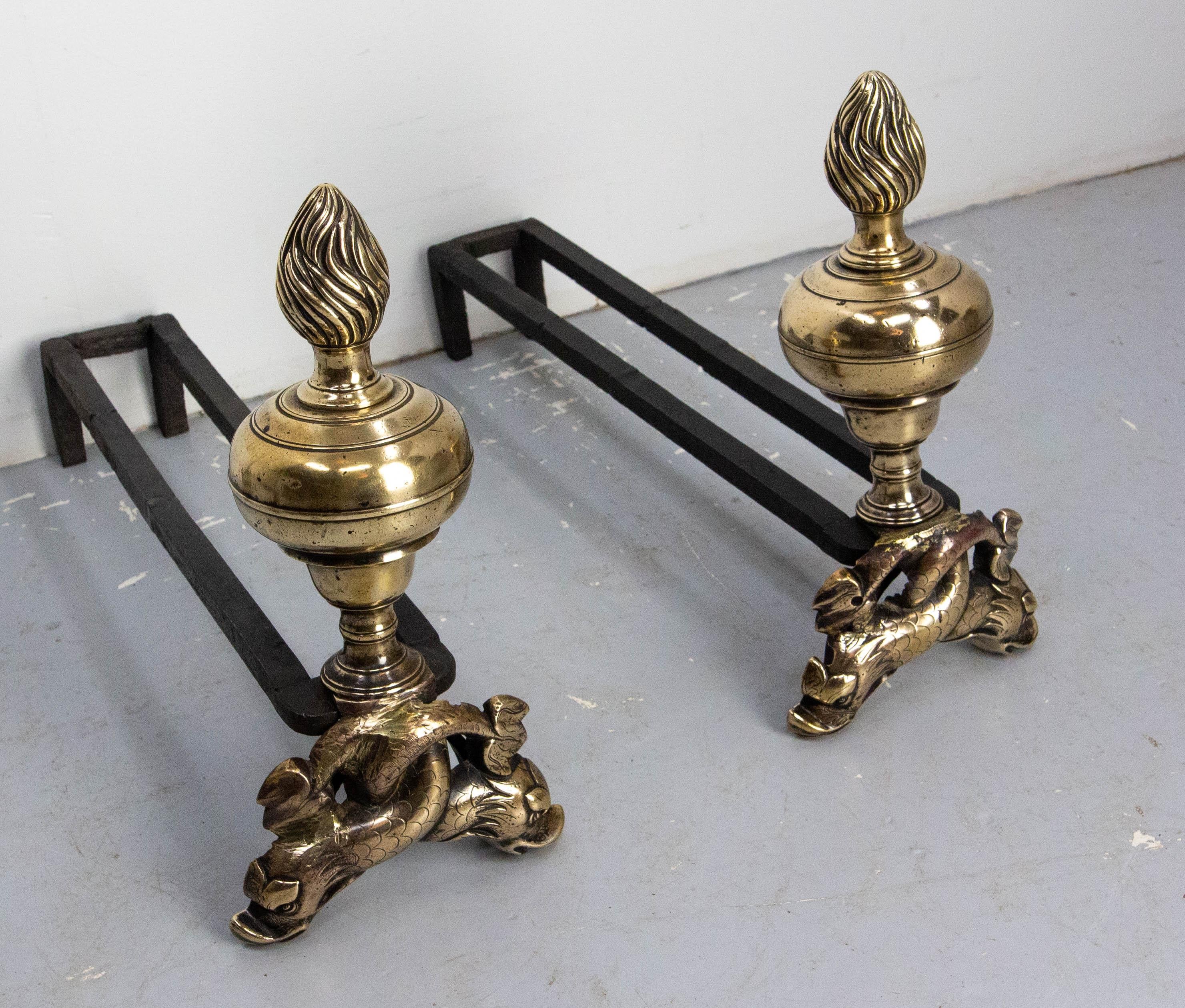 Pair of andirons of the period Louis XIV, wrought iron and bronze.

During the reign of Louis XIV (1651-1715), a lavish lifestyle developed in France and then spread to all the European courts. Luxury and the desire to surround oneself with