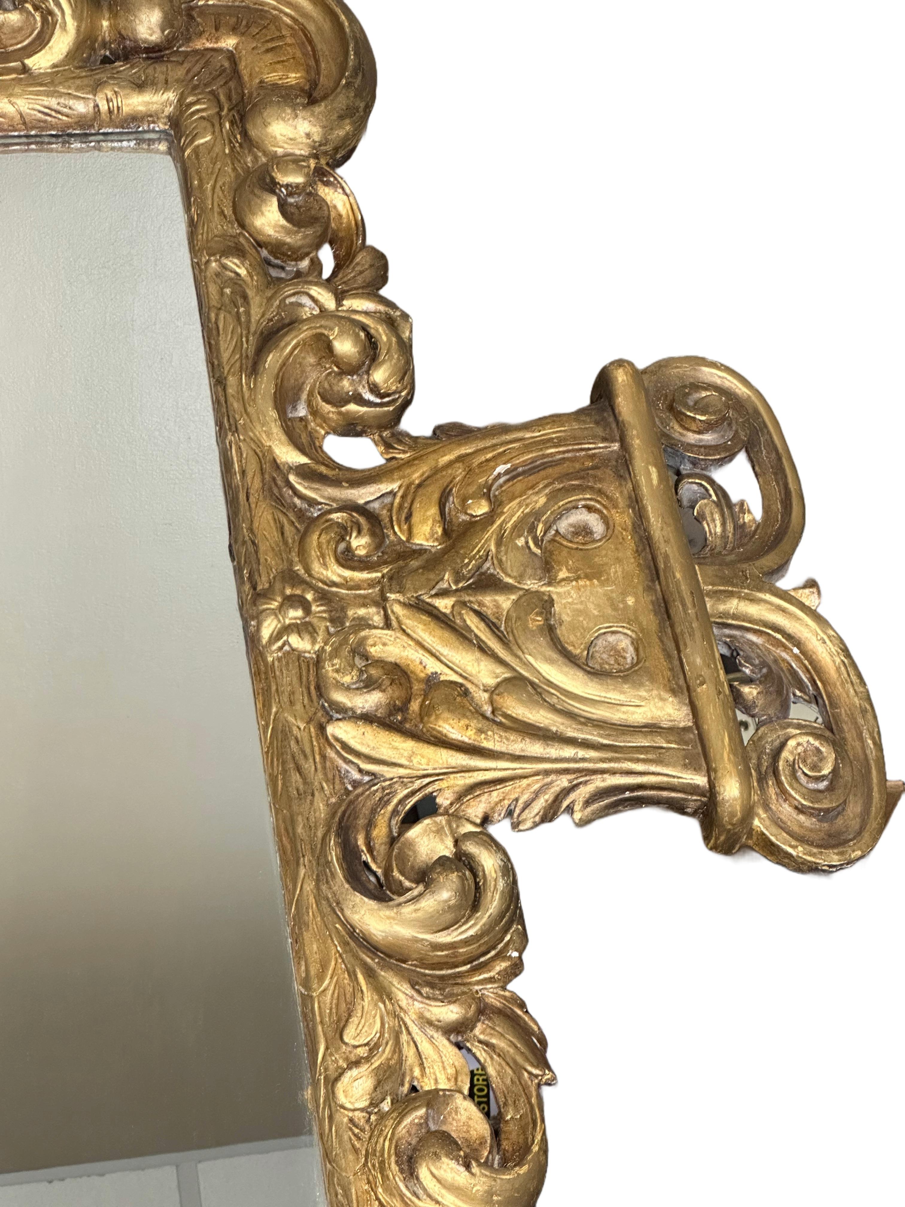 Pair of Louis XIV Carved Baroque Giltwood Mirrors For Sale 2