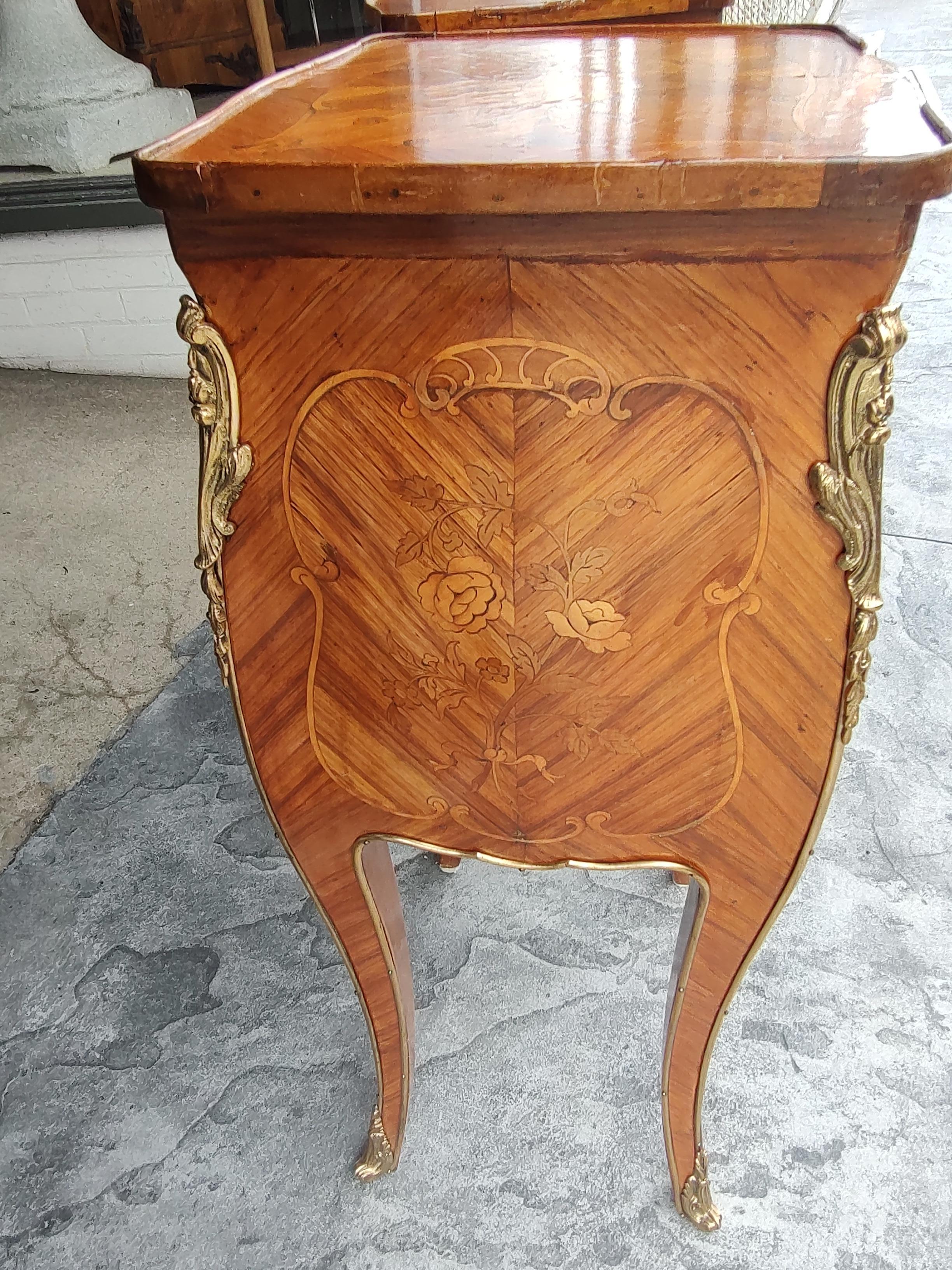 Pair of Louis XIV Night Tables with Marquetry and Bronze Mounts on all sides For Sale 7
