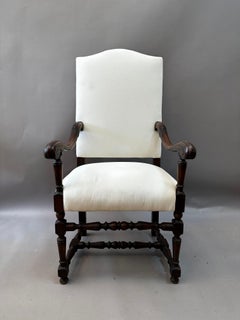 Pair of 17th Century French Louis XIV Period Armchairs in Circassian Walnut