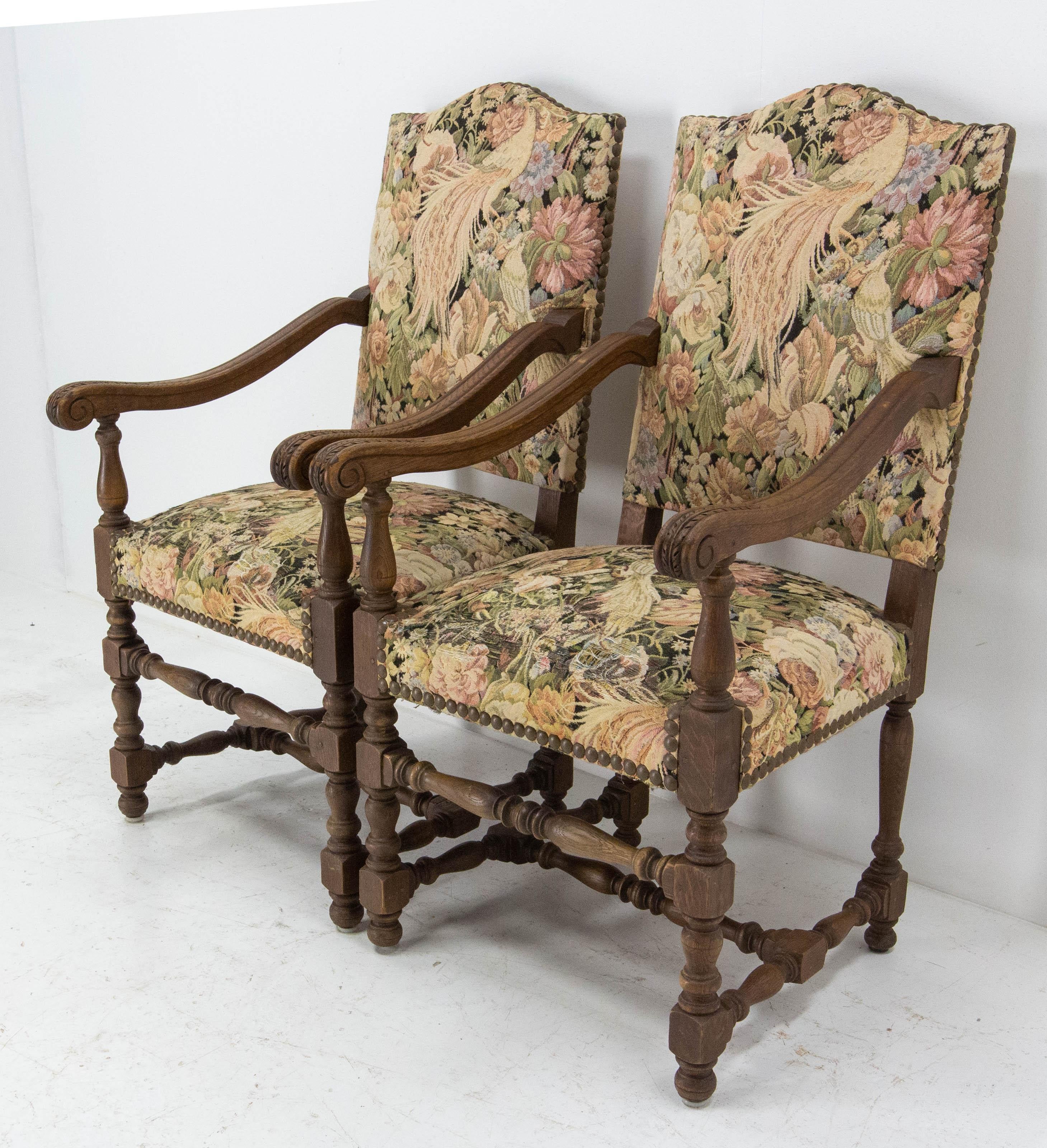 Pair of Louis XIV Revival Armchairs French, Late 19th Century to Recover In Good Condition For Sale In Labrit, Landes
