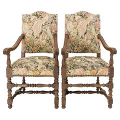 Pair of Louis XIV Revival Armchairs French, Late 19th Century to Recover