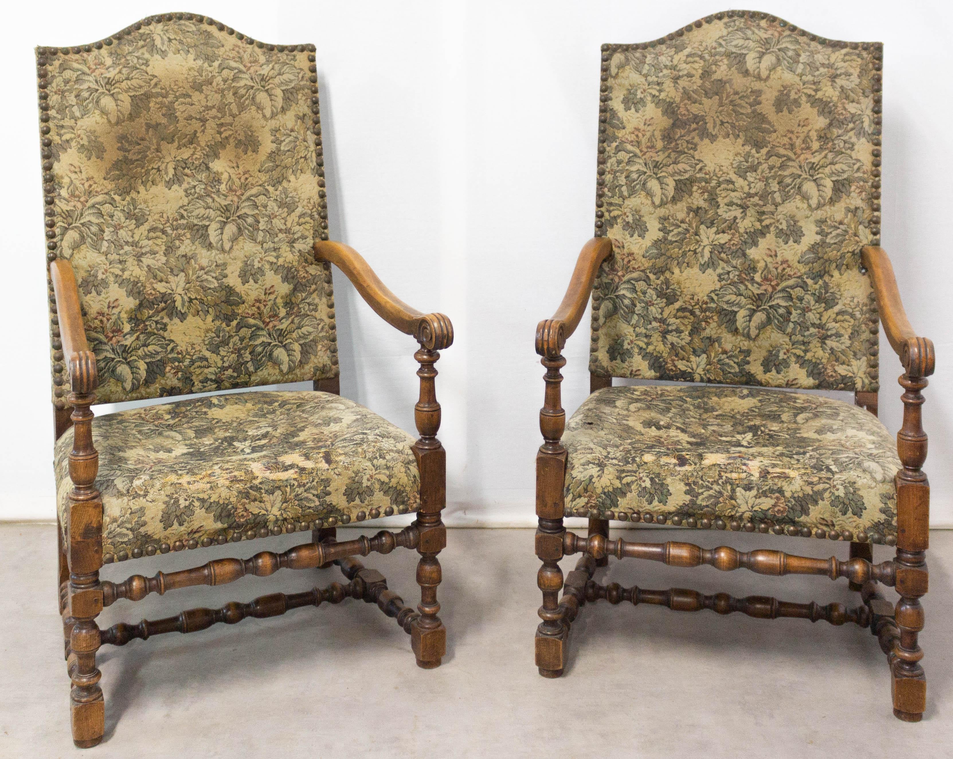 Pair of Louis XIV Revival Armchairs French, Midcentury to Be Re-Upholstered In Good Condition In Labrit, Landes