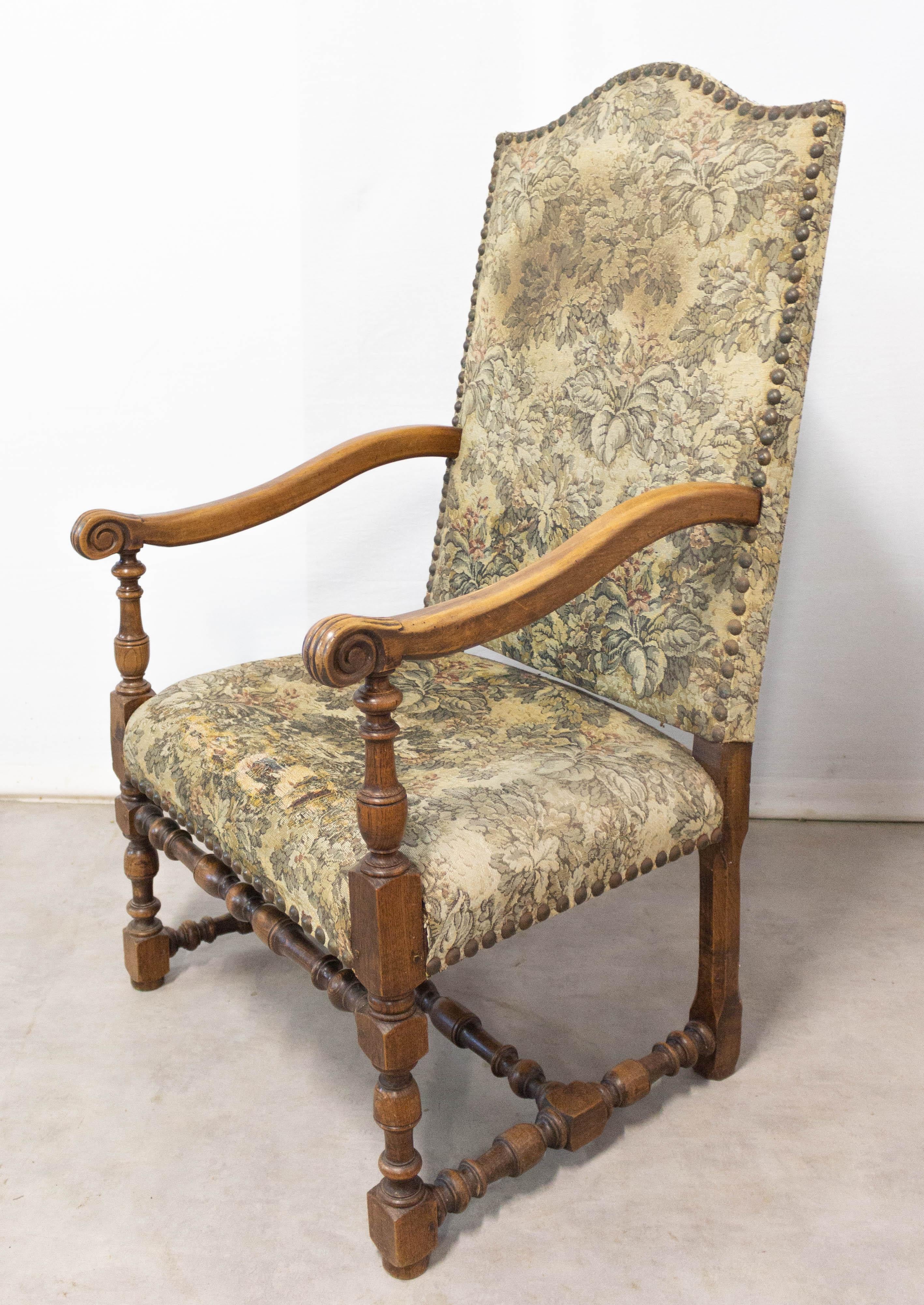 Pair of Louis XIV Revival Armchairs French, Midcentury to Be Re-Upholstered 1