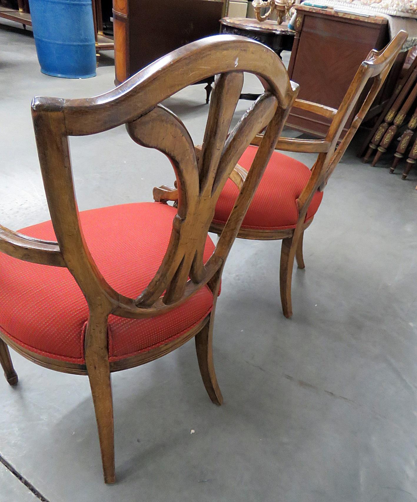 Pair of Prince of Wales Plume Carved Mahogany Armchairs 2