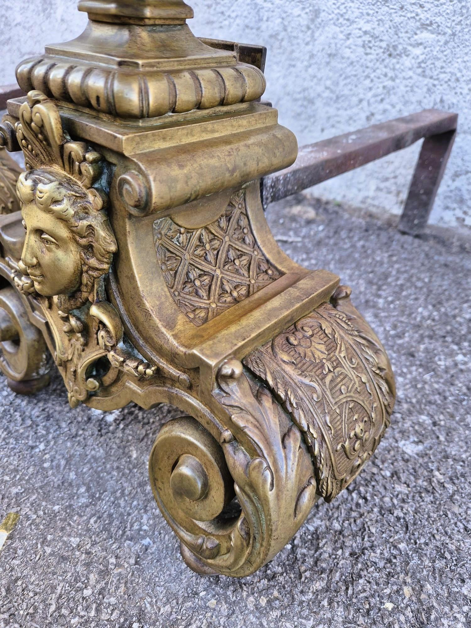 Coppia di androni in bronzo e ferro in stile Luigi XIV, XIX secolo in vendita 5