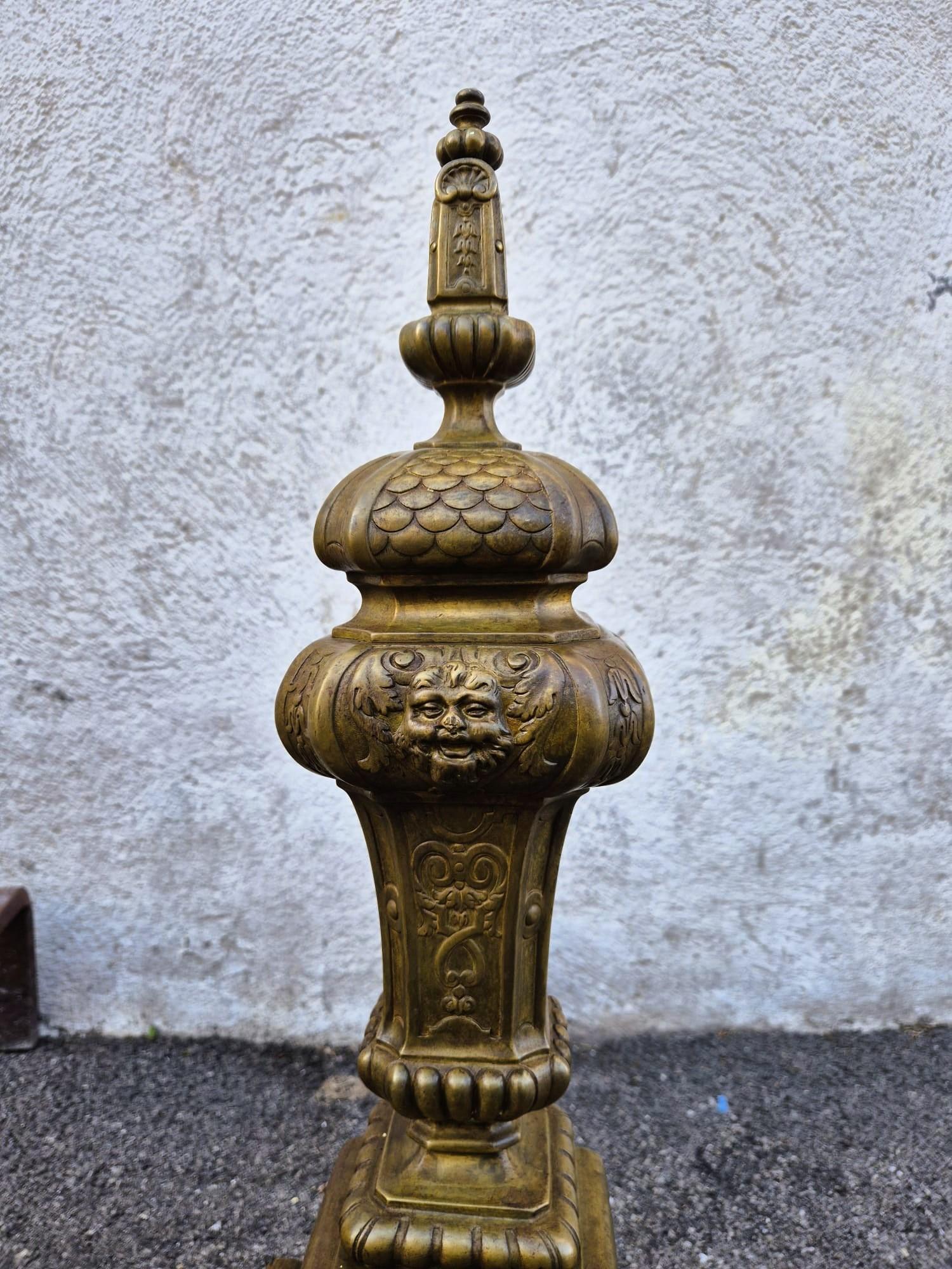 Coppia di androni in bronzo e ferro in stile Luigi XIV, XIX secolo in vendita 8