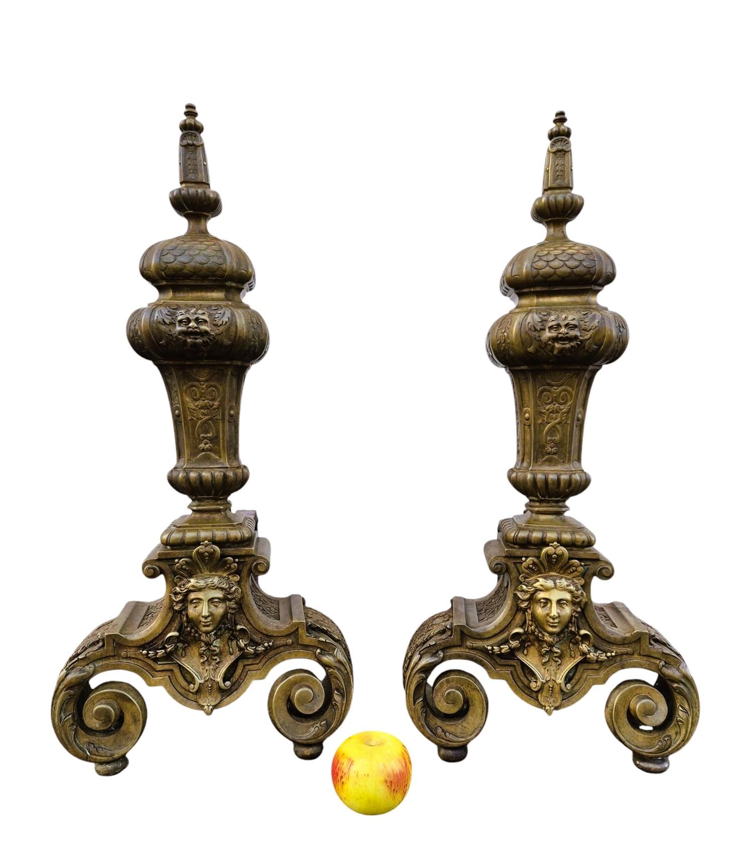 Coppia di androni in bronzo e ferro in stile Luigi XIV, XIX secolo in vendita 9