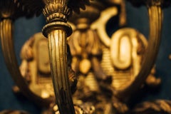 Pair of Louis XIV Style Gilt Bronze Three-Light Wall Appliqués