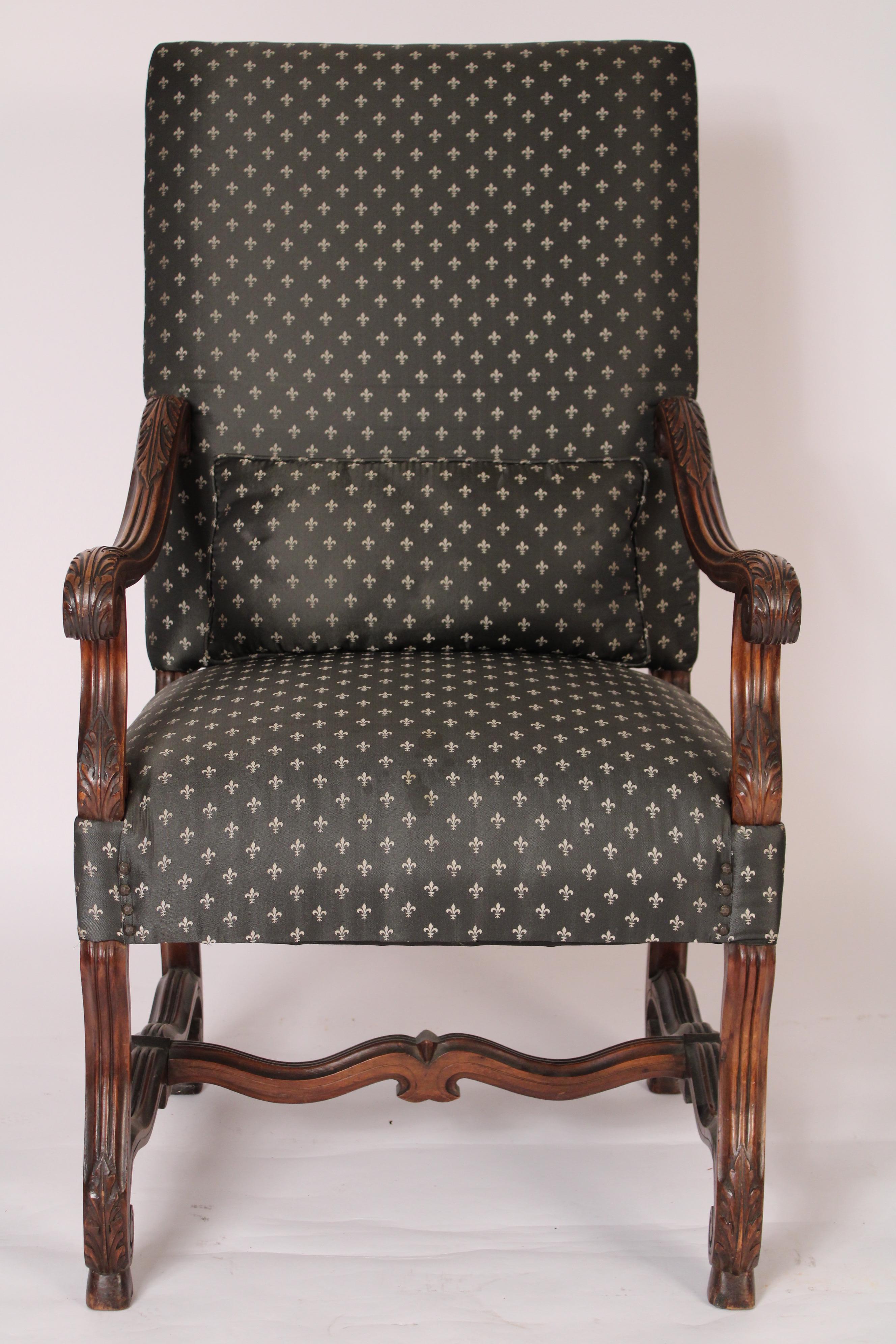 European Pair of Louis XIV Style High Back Armchairs For Sale