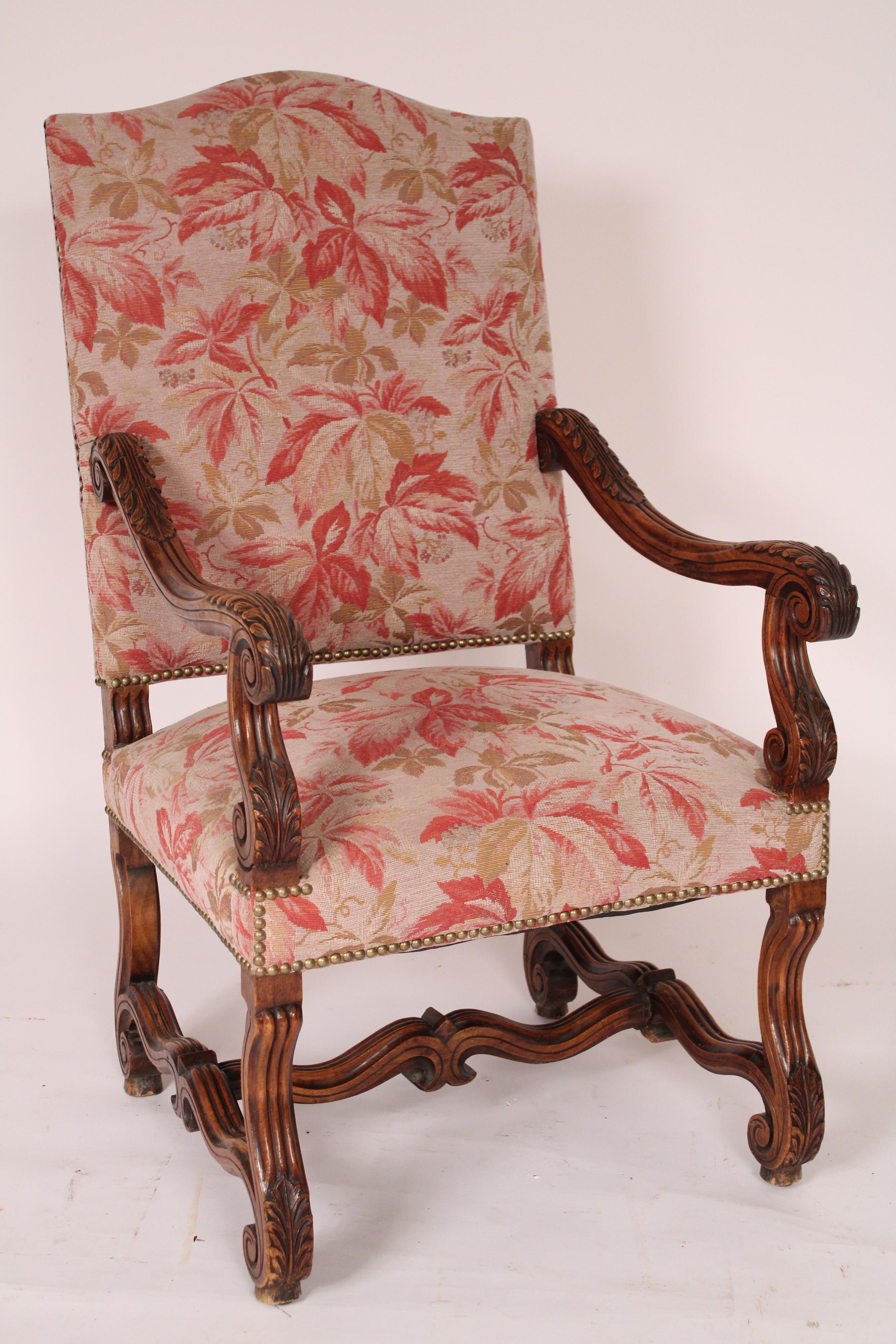 Pair of Louis XIV Style Walnut Armchairs In Good Condition In Laguna Beach, CA