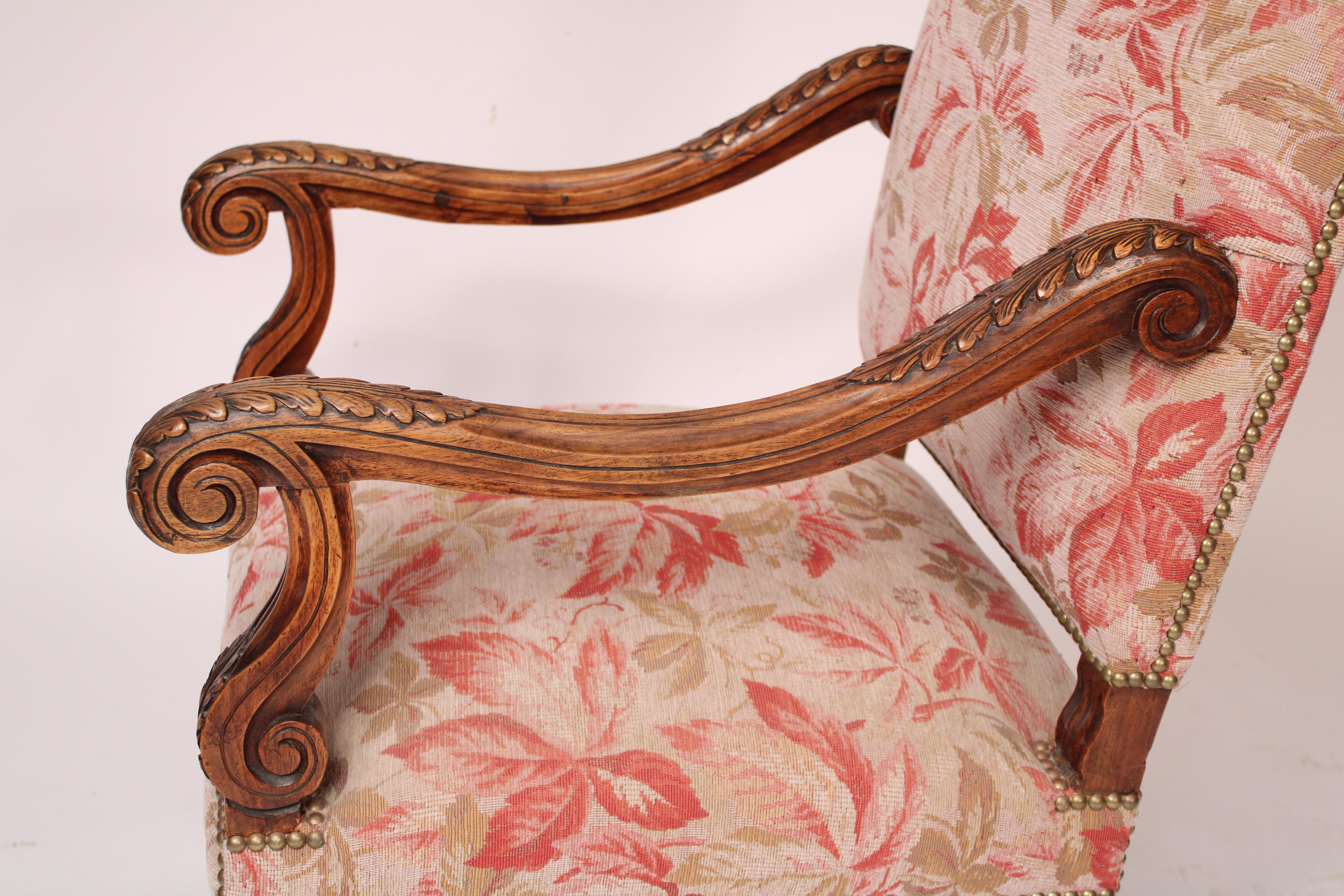 Pair of Louis XIV Style Walnut Armchairs 1