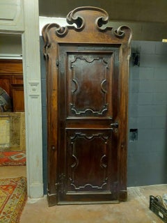 Pair of Louis XIV Walnut Interior Doors with Frame, 18th Century, Italy