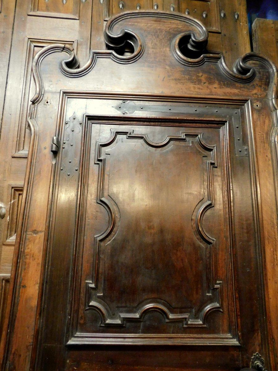 Italian Pair of Louis XIV Walnut Interior Doors with Frame, 18th Century, Italy For Sale