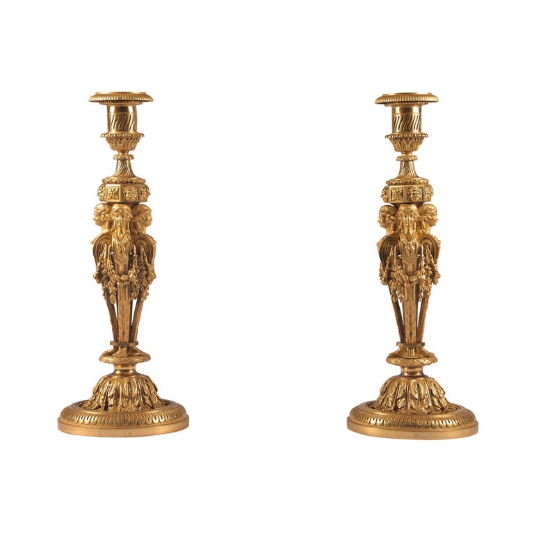 Pair of Louis XVI Ormolu candlesticks with Caryatides, François Rémond, ca. 1780 1