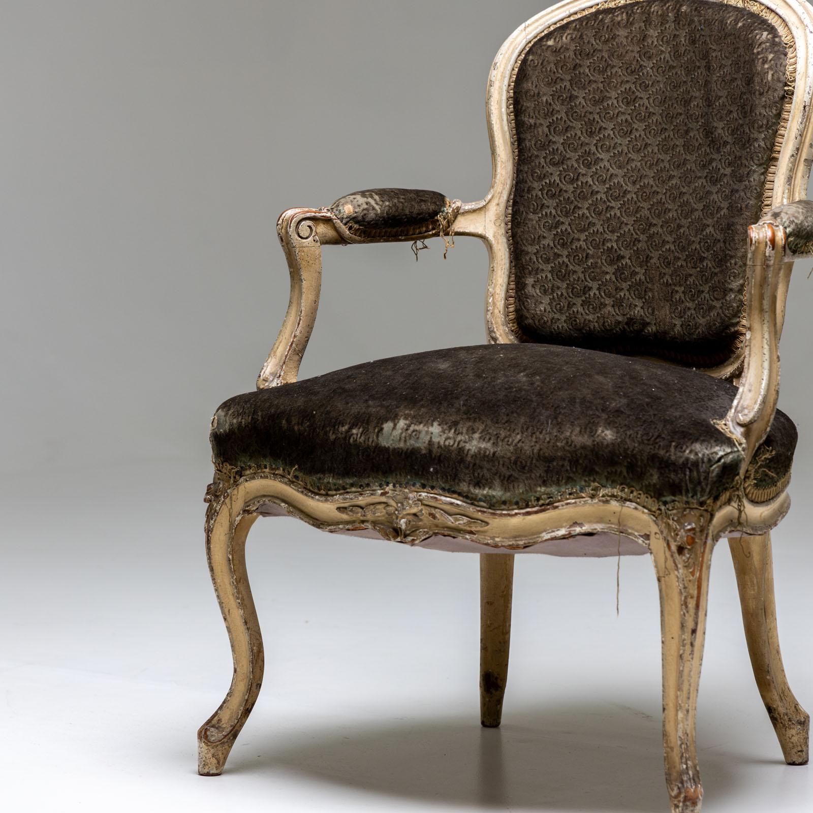 Paar Louis XV-Sessel (Handbemalt) im Angebot