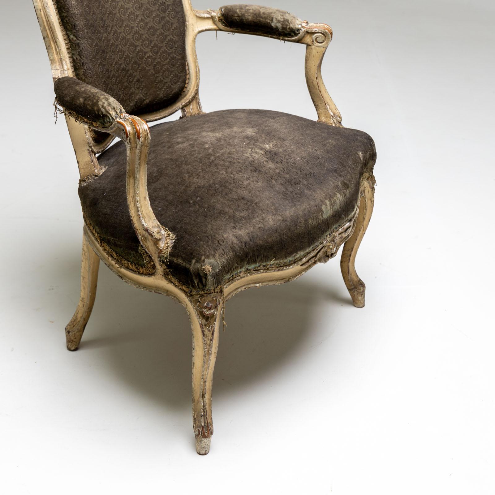 Softwood Pair of Louis XV Armchairs For Sale