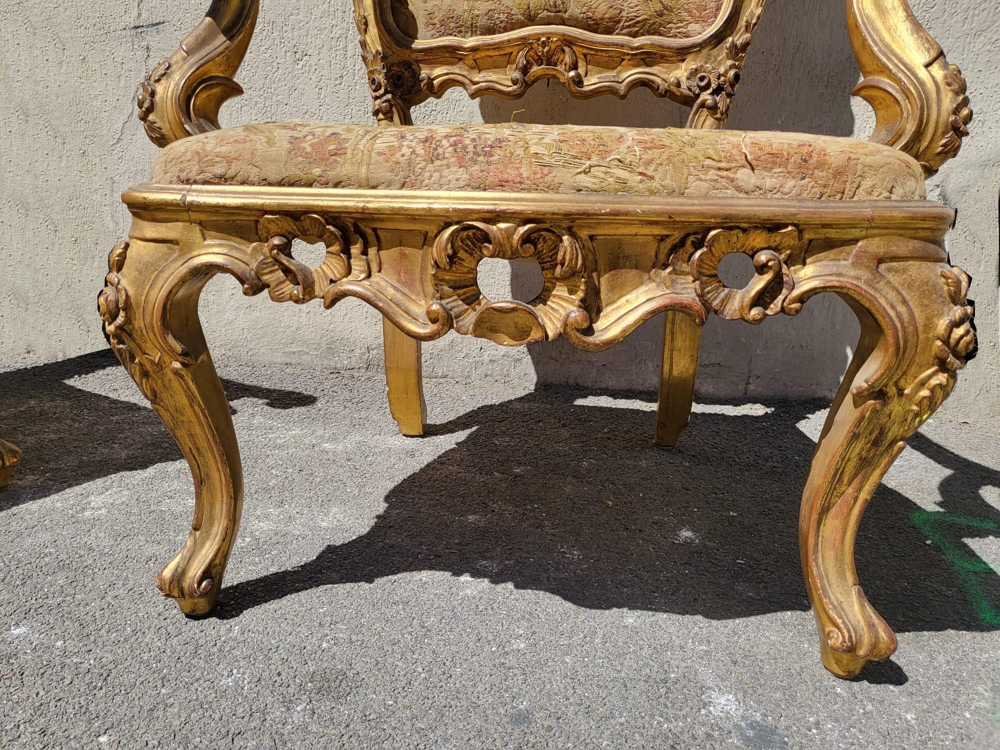 Pair Of Louis XV Armchairs, Venice, Late 19th Early 20th Century For Sale 5