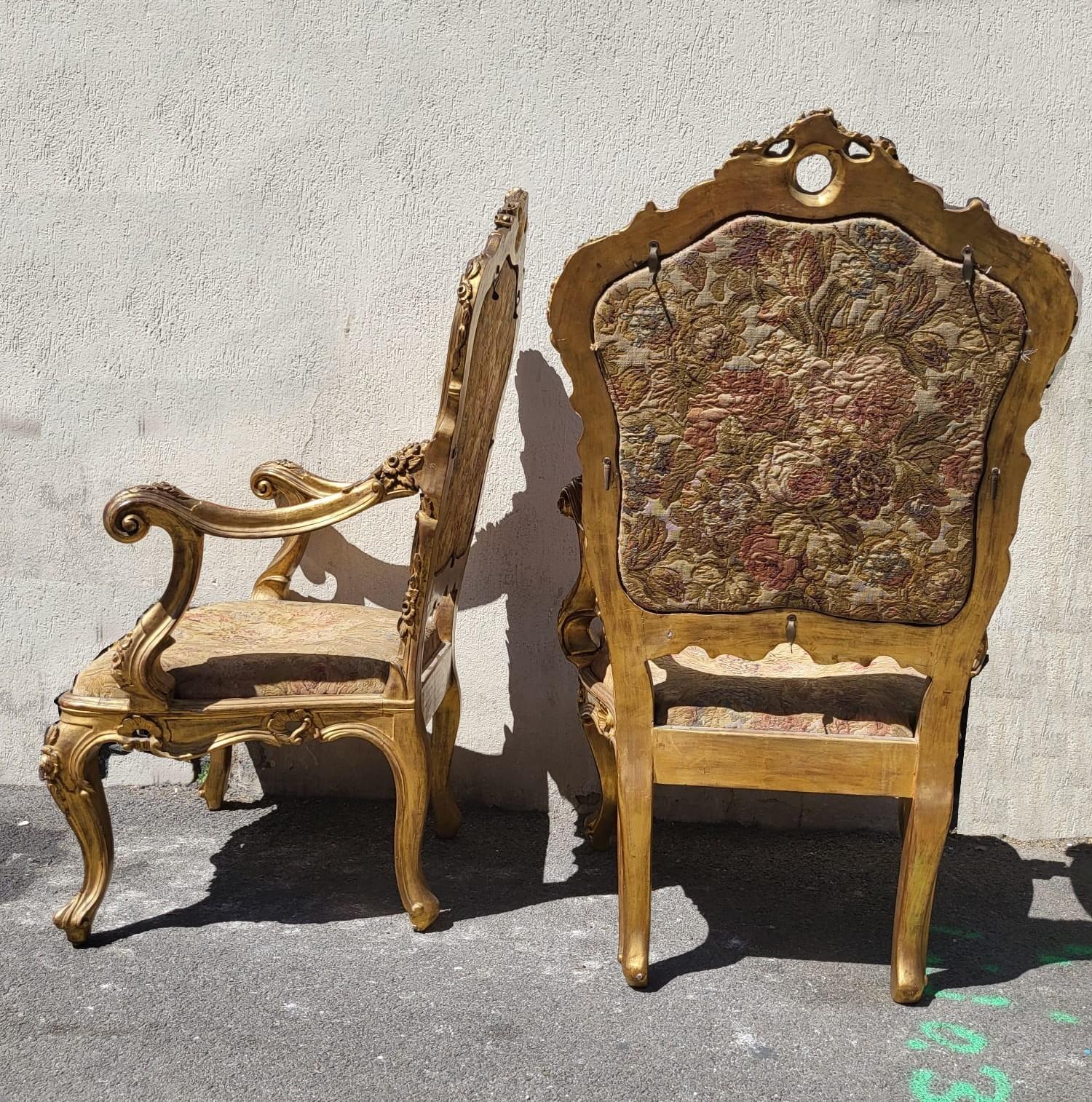19th Century Pair Of Louis XV Armchairs, Venice, Late 19th Early 20th Century For Sale
