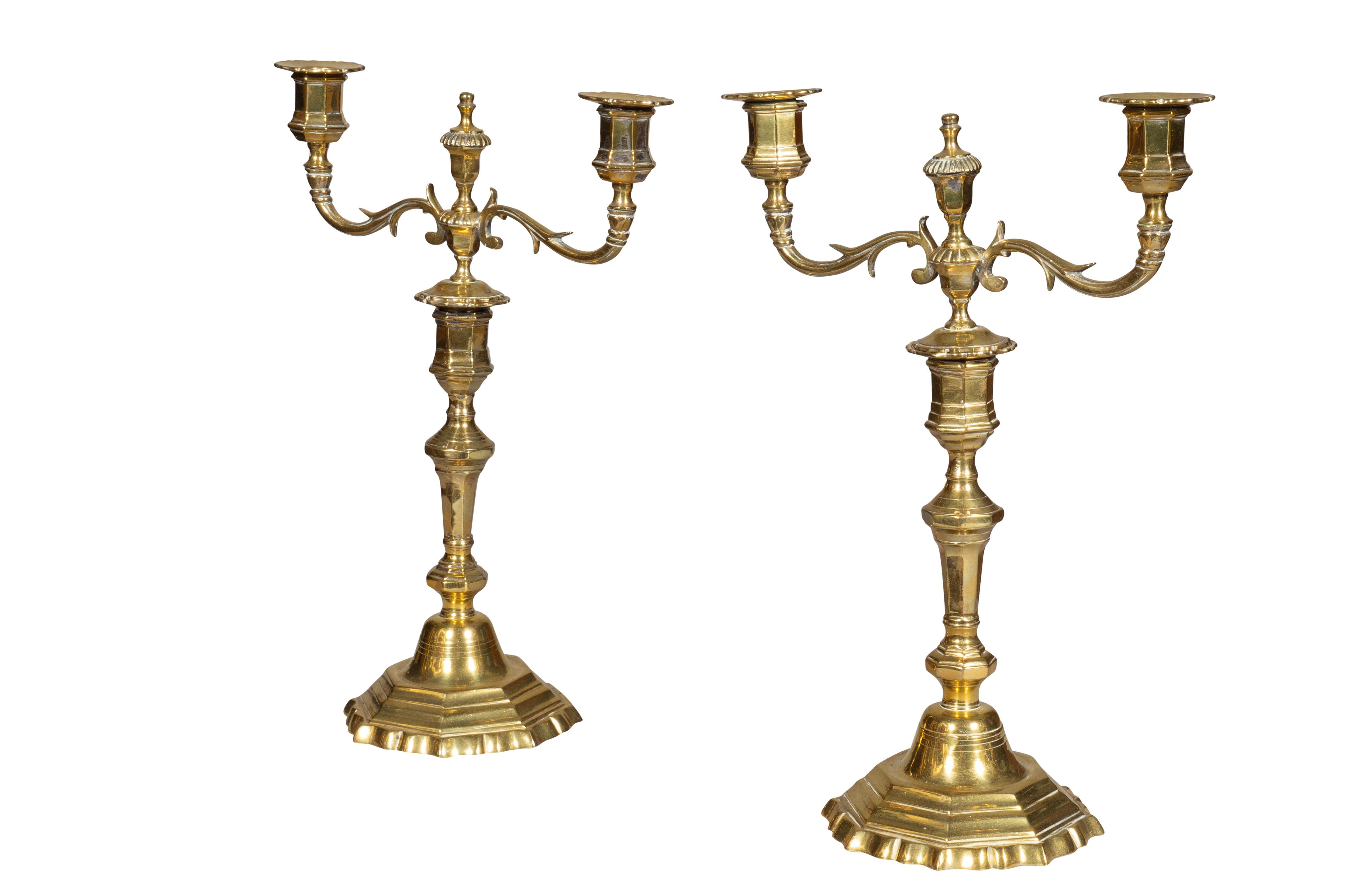Pair Of Louis XV Brass Candlesticks For Sale 3
