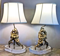Pair of Louis XV Bronze Figural Lamps, 18th Century