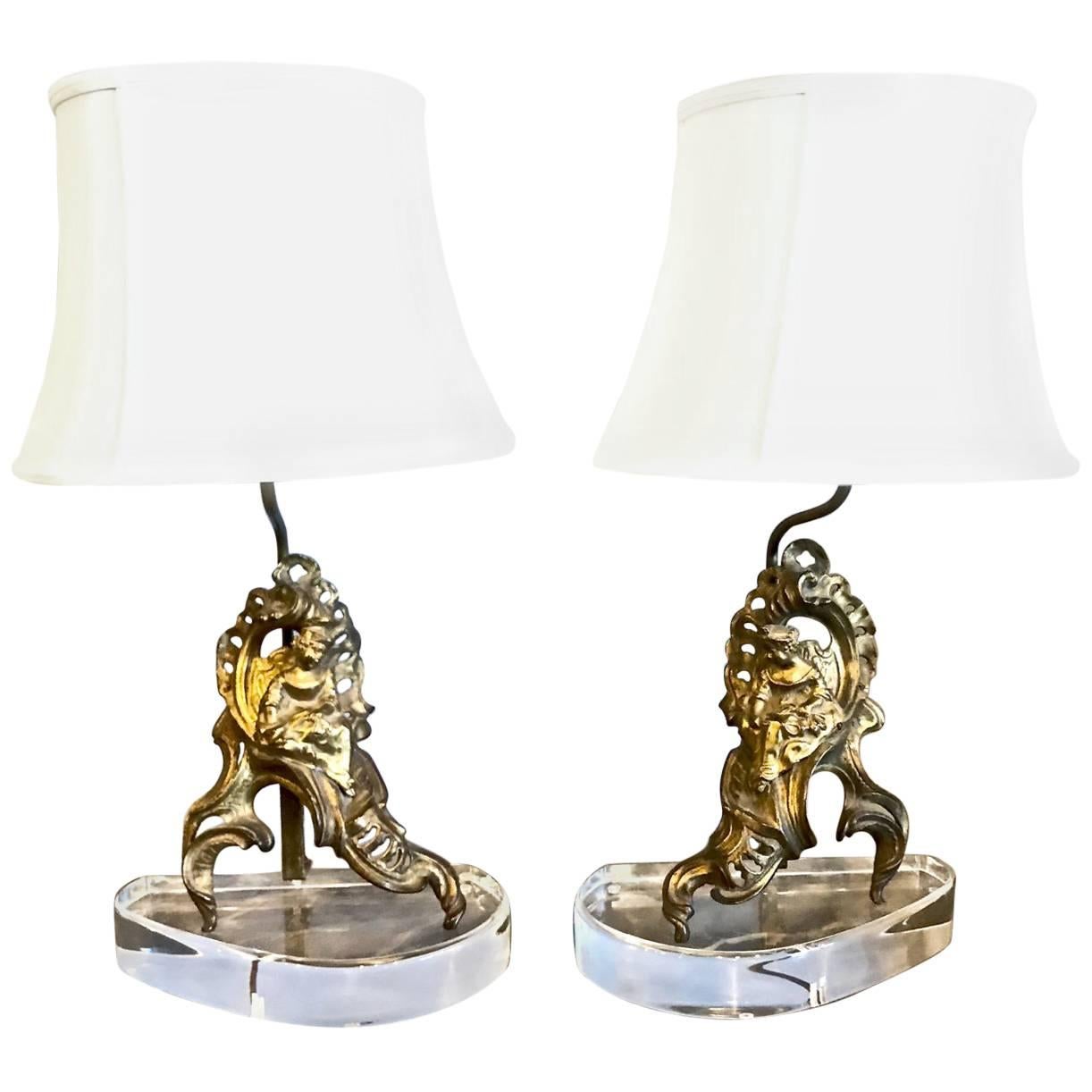 Pair of Louis XV Bronze Figural Lamps, 18th Century
