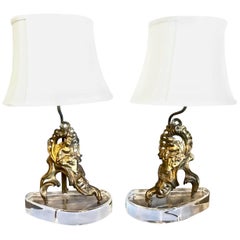 Antique Pair of Louis XV Bronze Figural Lamps, 18th Century