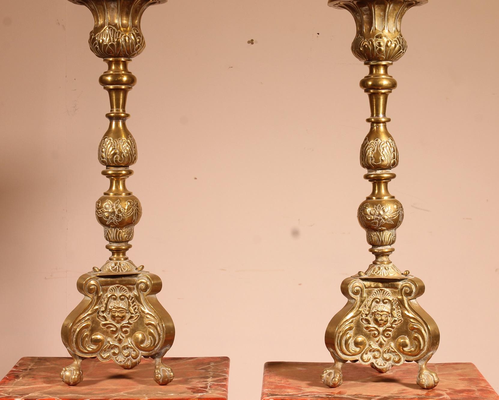 Belgian Pair of Louis XV Candlesticks, 18th Century For Sale