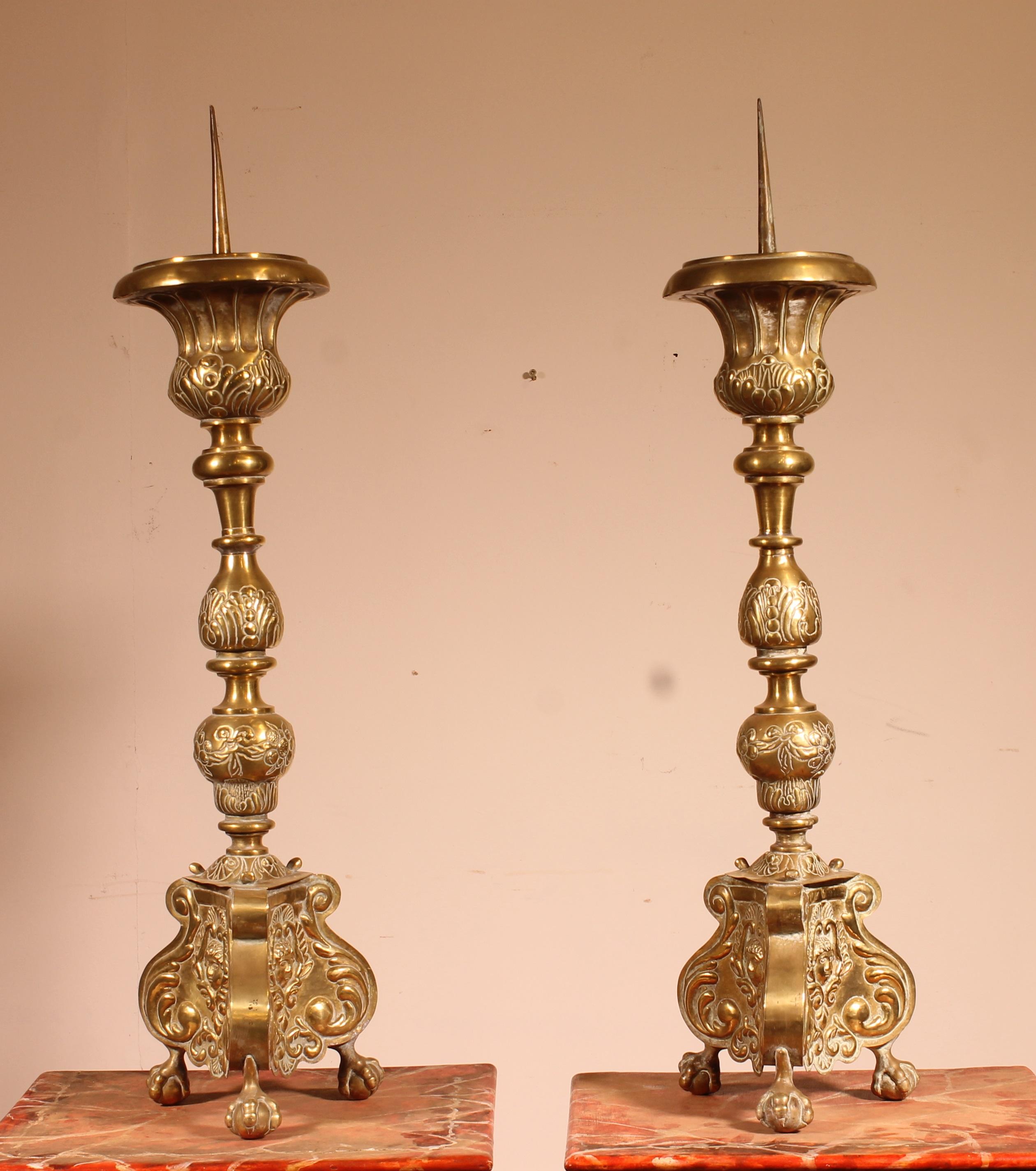 Pair of Louis XV Candlesticks, 18th Century In Good Condition For Sale In Brussels, Brussels