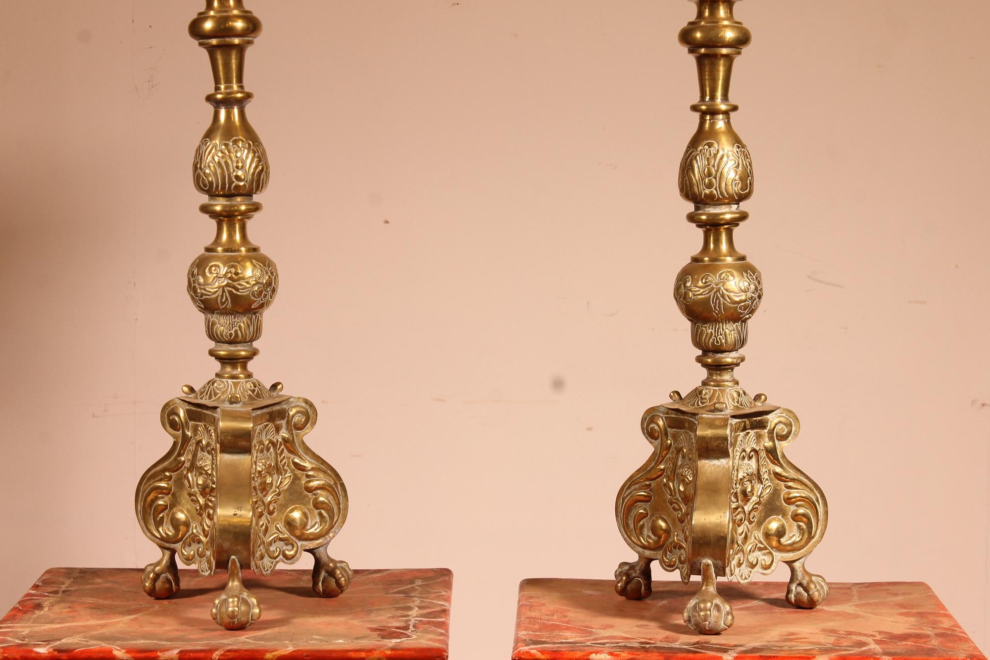 18th Century and Earlier Pair of Louis XV Candlesticks, 18th Century For Sale