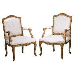 Antique Pair of Louis XV chairs or armchairs. Possibly France, 18th century