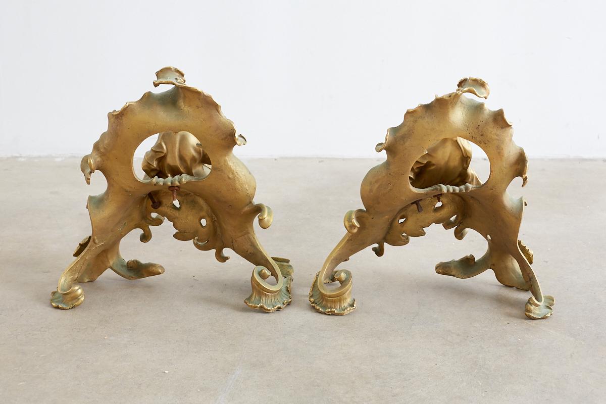 Pair of Louis XV Chinoiserie Gilt Bronze Figural Chenets 2