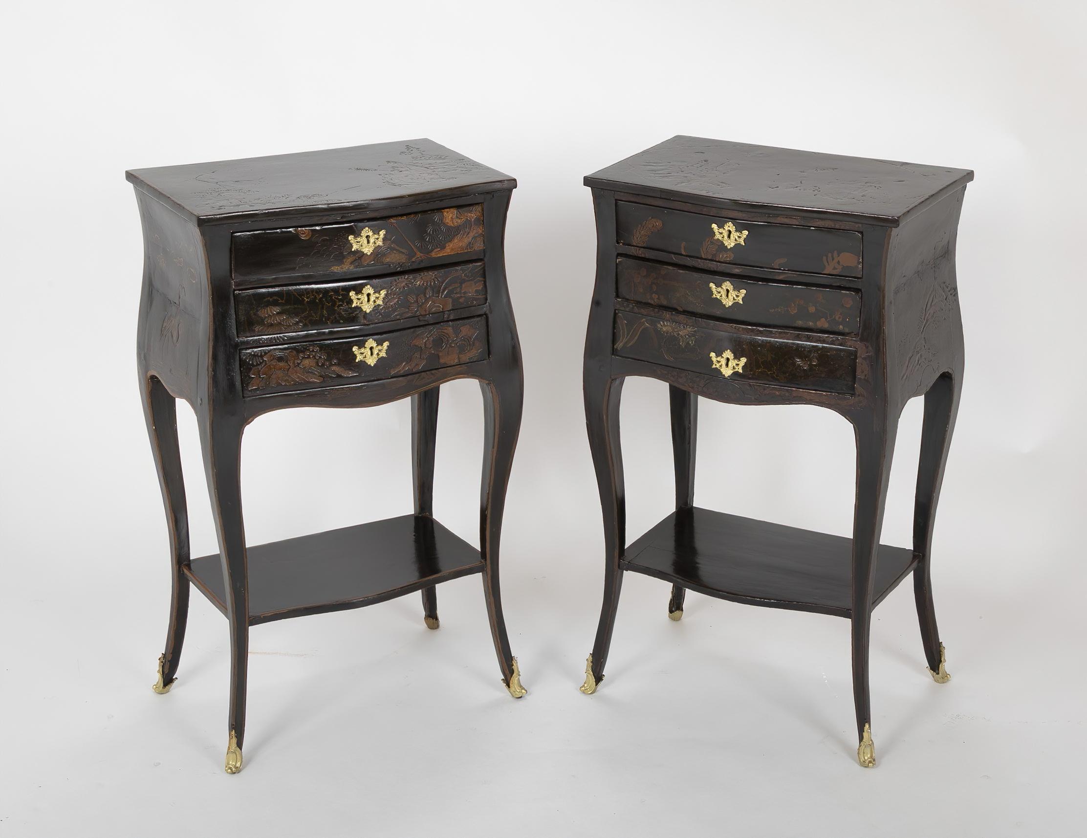 Pair of Louis XV Chinoiserie Petit Commodes In Fair Condition In Westwood, NJ