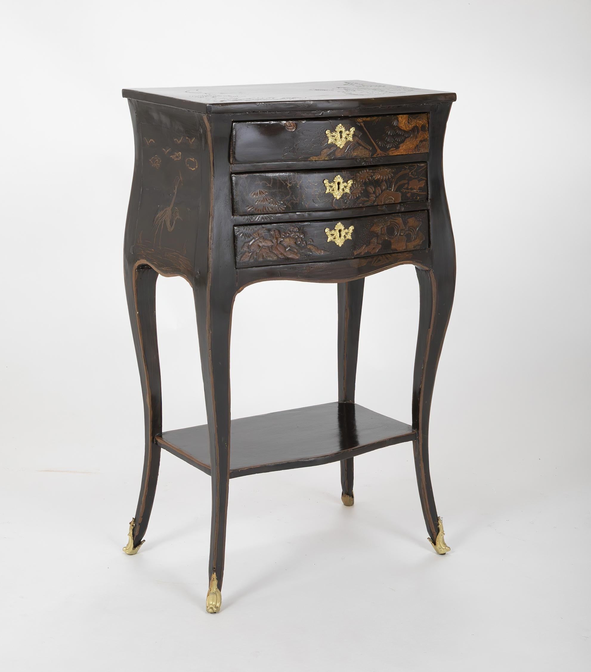 Wood Pair of Louis XV Chinoiserie Petit Commodes