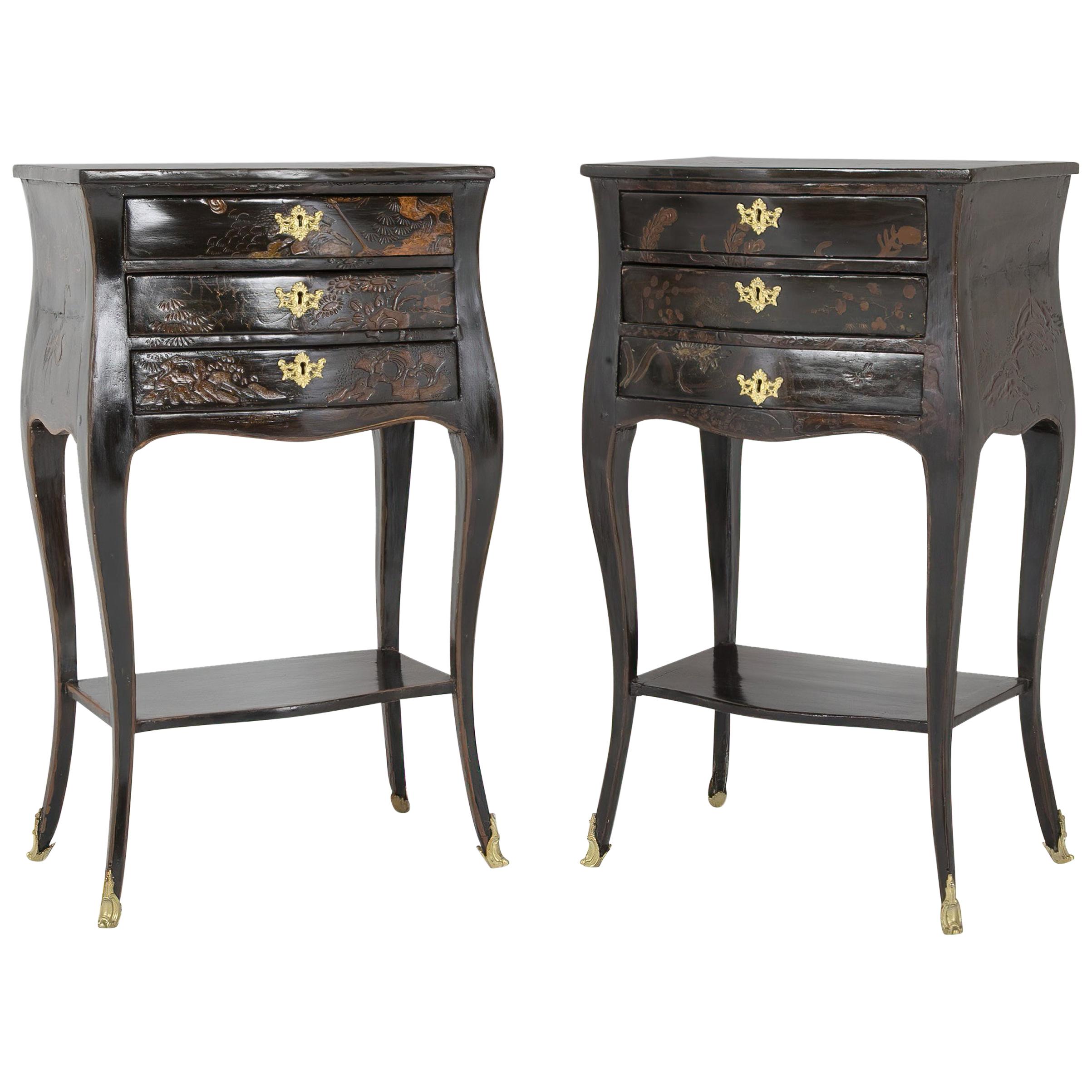 Pair of Louis XV Chinoiserie Petit Commodes