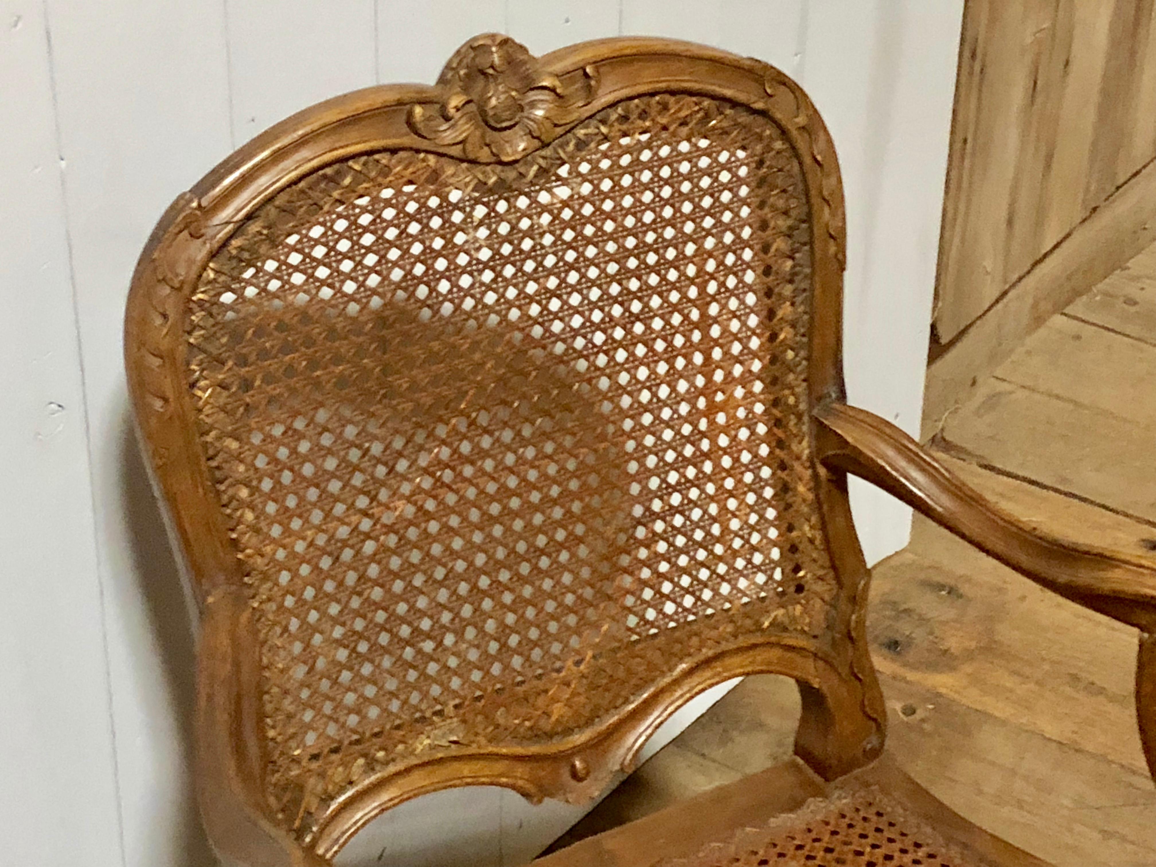 Pair of Louis XV Fauteuils, Signed 