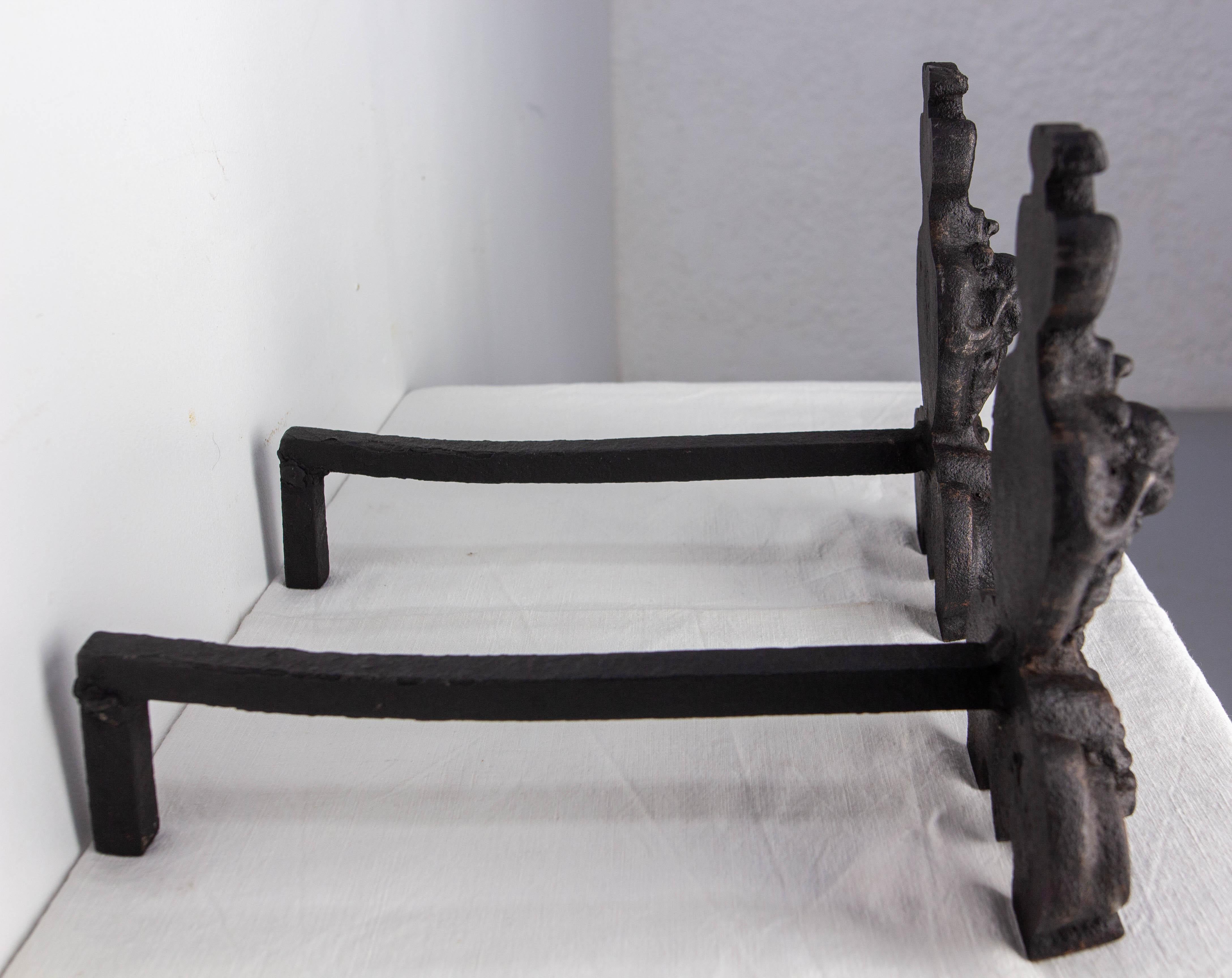 Pareja de morillos de hierro forjado Luis XV, Francia, S. XVIII siglo XVIII en venta