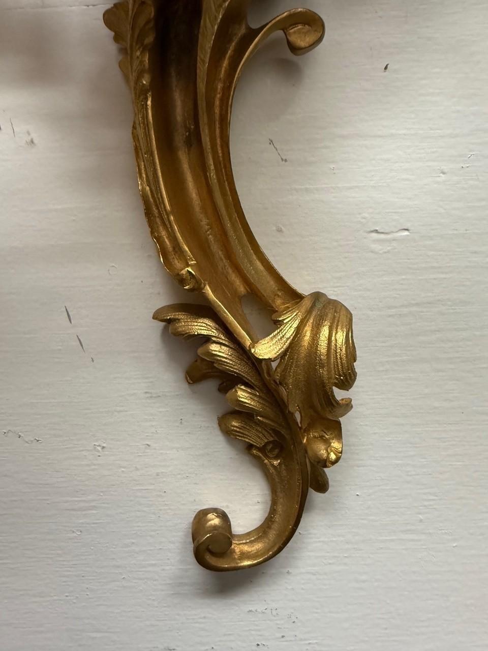 Pair of Louis XV French Rococo Style Gilt Bronze Five-Light Wall Sconces For Sale 7