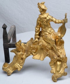Pair of Louis XV Gilt Bronze Figural Chenets (Andirons)