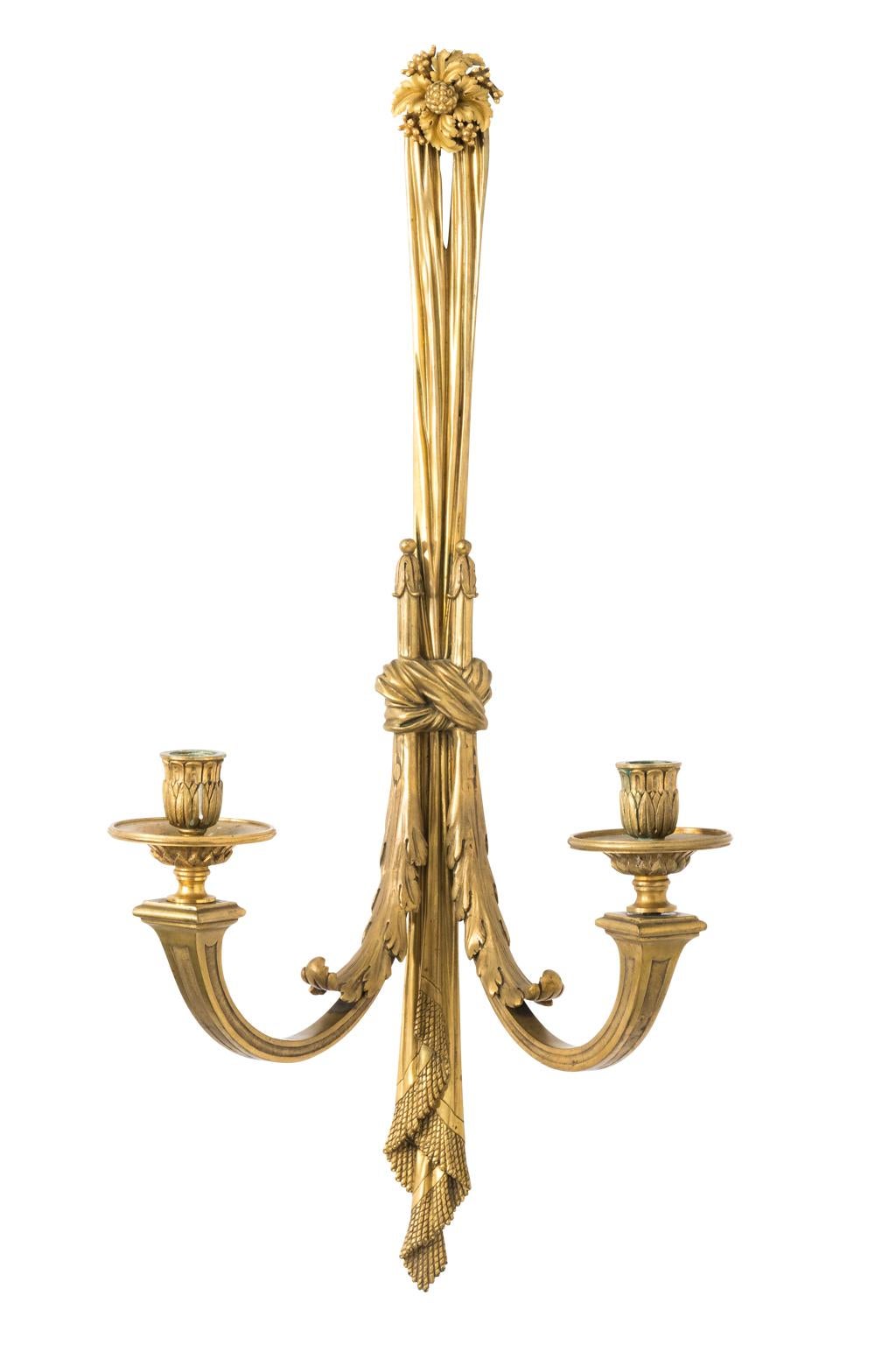 Pair of Louis XV Gilt Bronze Wall Candelabra For Sale 9