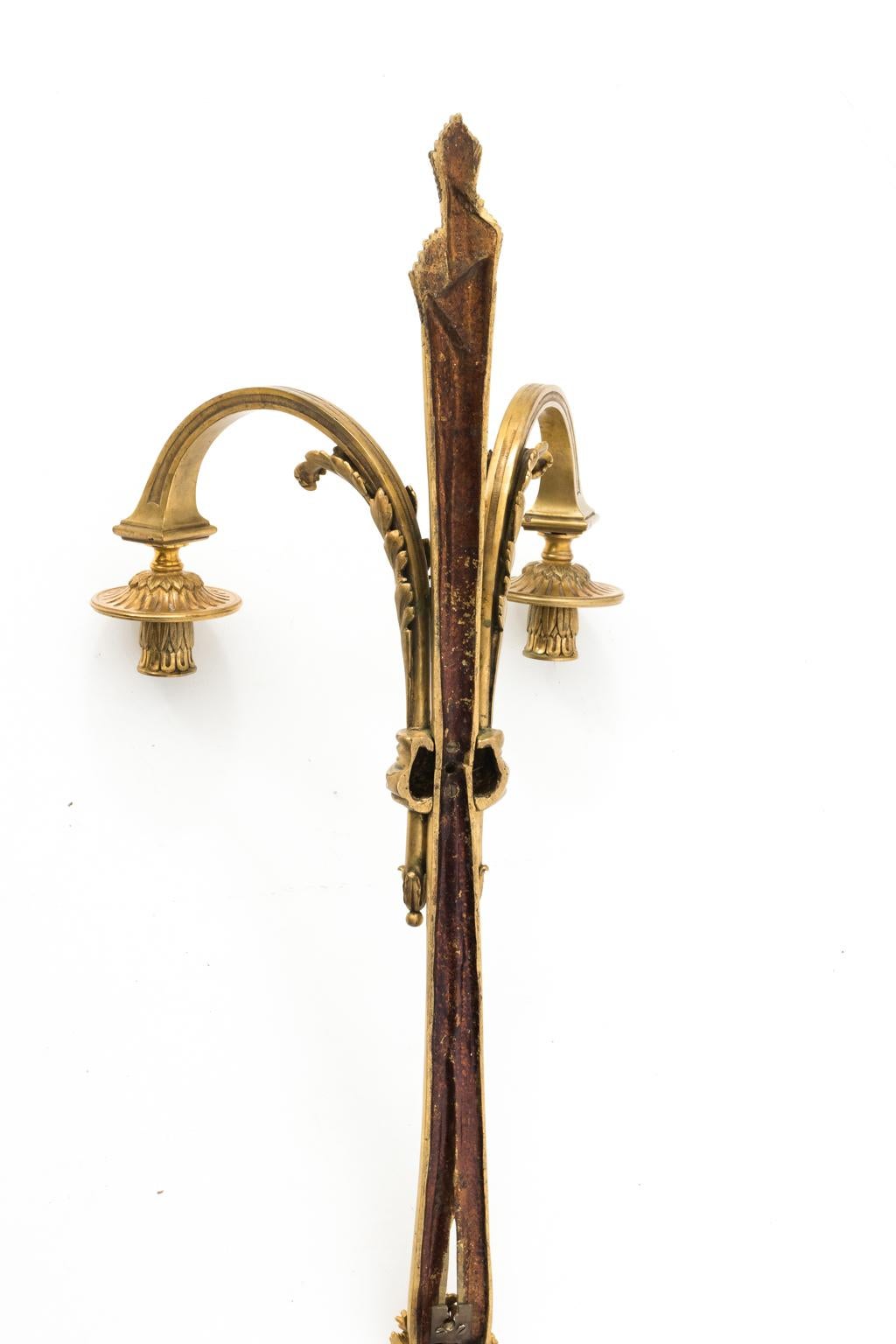 19th Century Pair of Louis XV Gilt Bronze Wall Candelabra For Sale