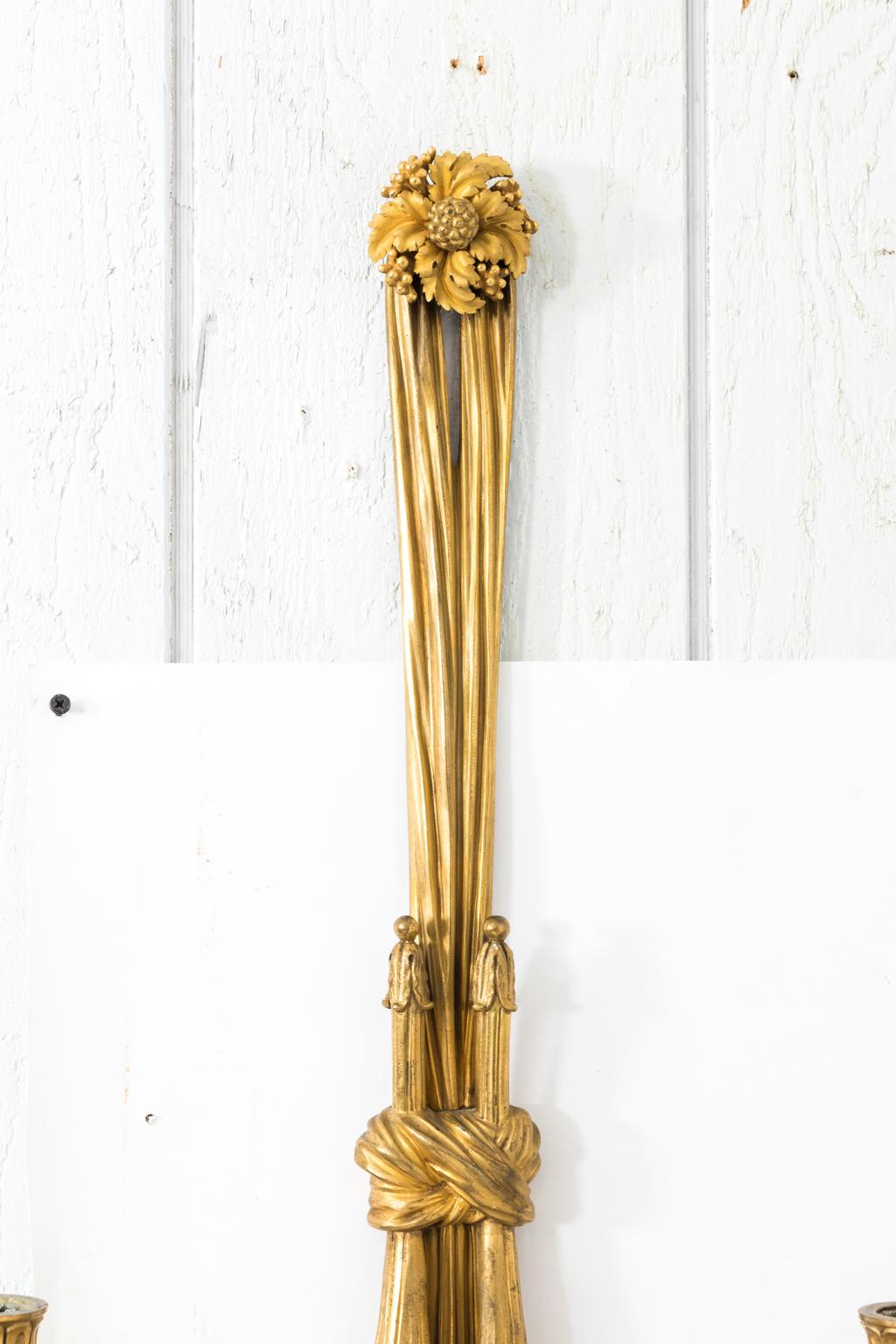 Pair of Louis XV Gilt Bronze Wall Candelabra For Sale 3