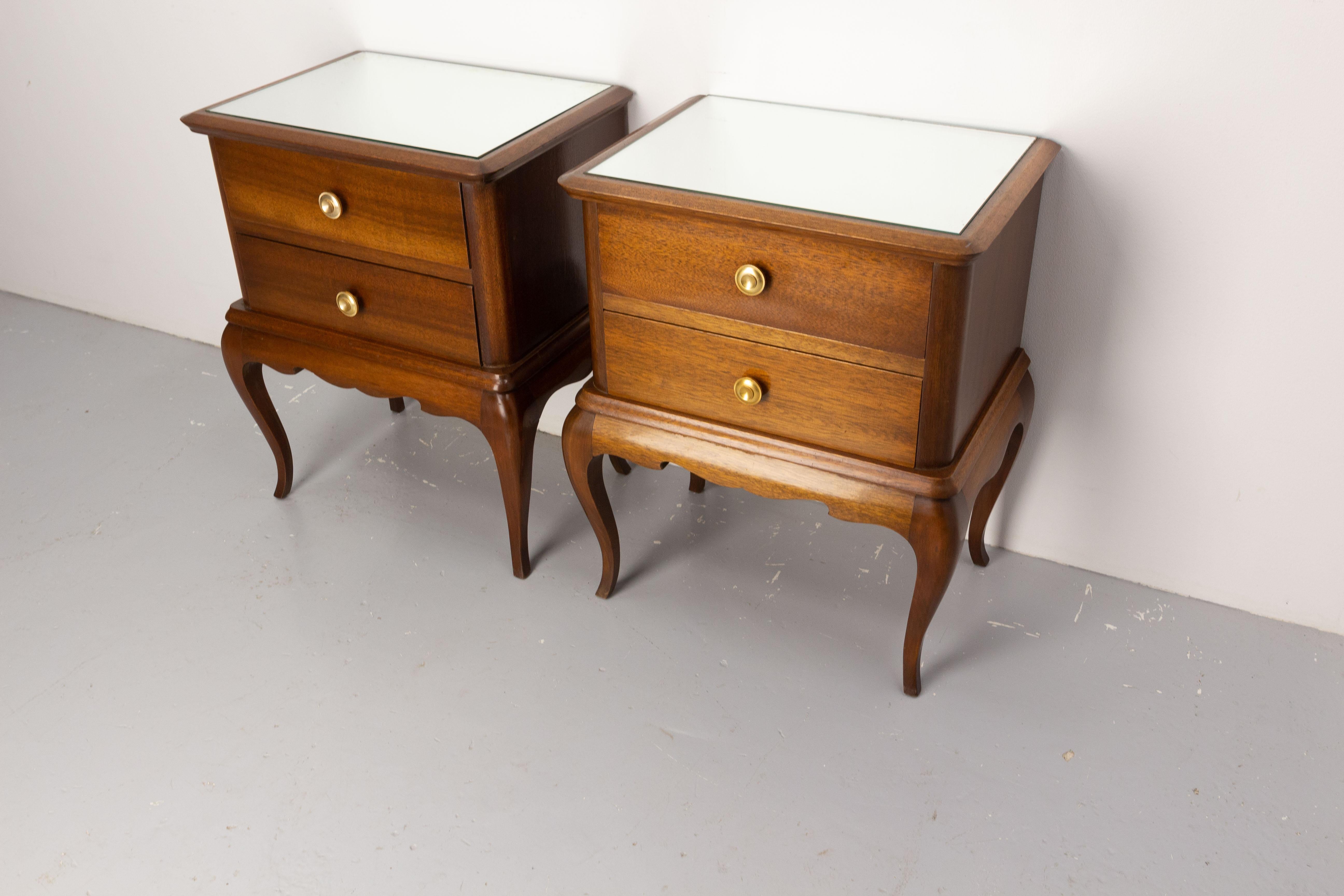 Pair of Louis XV Inspiration Side Cabinets Nightstands French Bedside Tables In Good Condition For Sale In Labrit, Landes