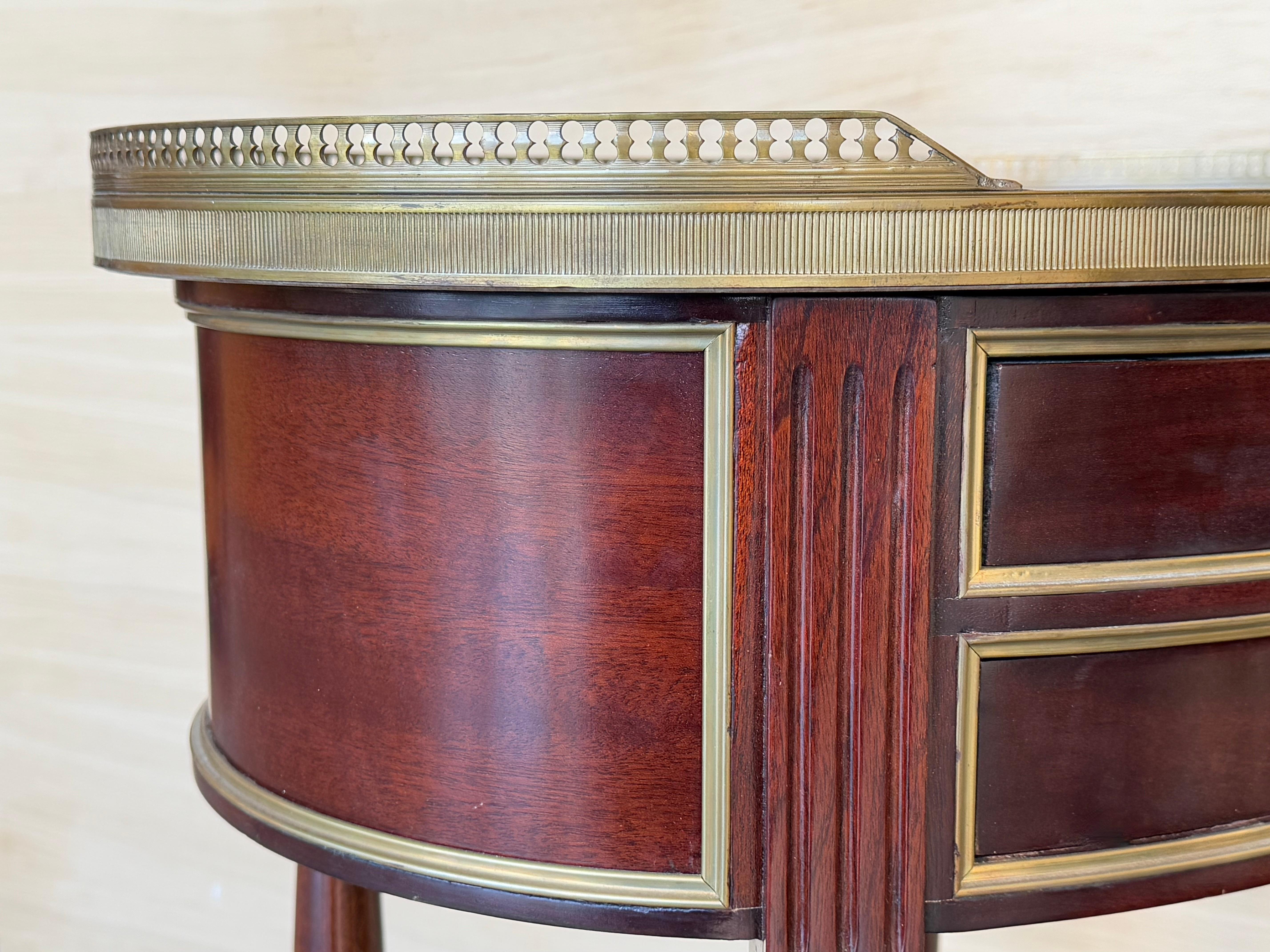 Pair of Louis XV Kidney Shape Nightstands with Two Drawers and Low Shelve For Sale 4