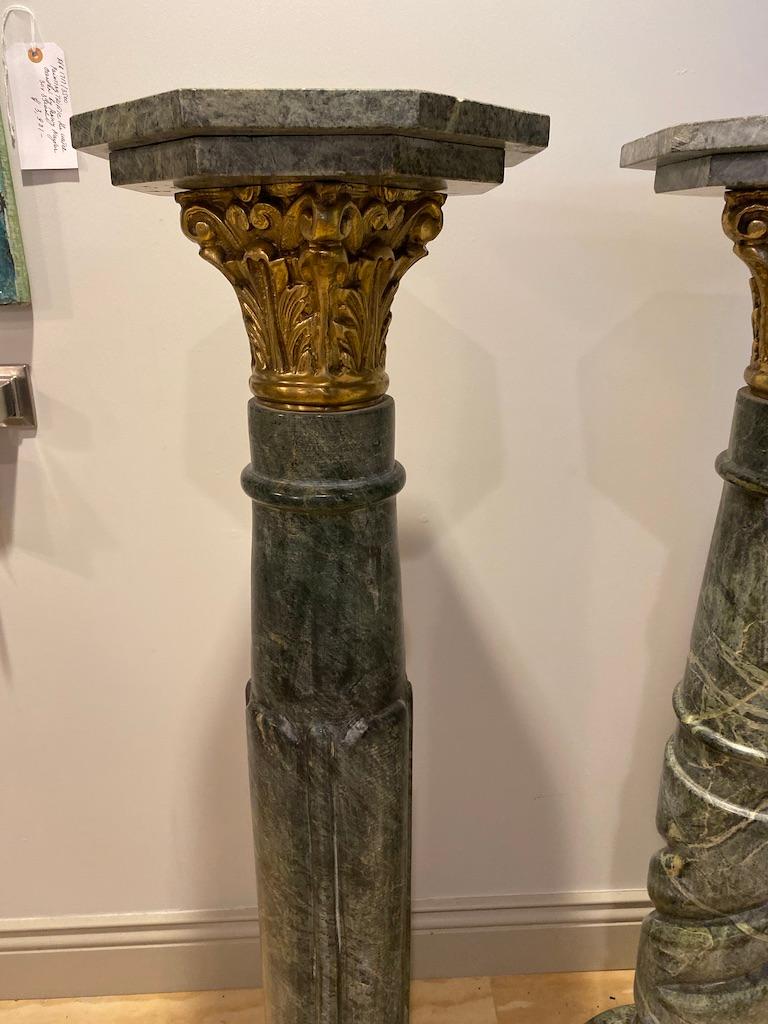 Hand-Carved Pair of Louis XV Marble Pedestals/Stands