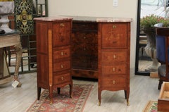 Pair of Louis XV Marquetry Inlaid Bedside Commodes