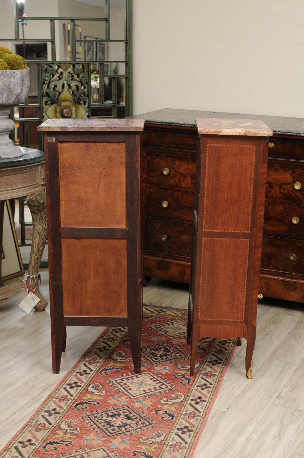 Pair of Louis XV Marquetry Inlaid Bedside Commodes For Sale 1
