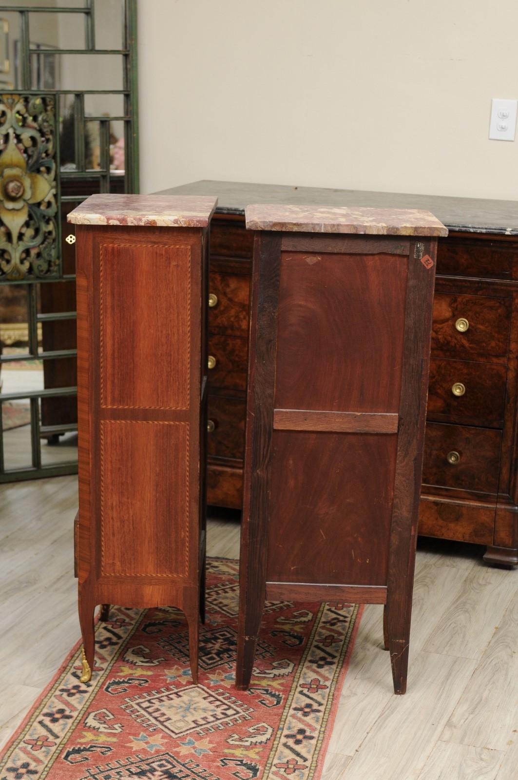 Pair of Louis XV Marquetry Inlaid Bedside Commodes For Sale 2