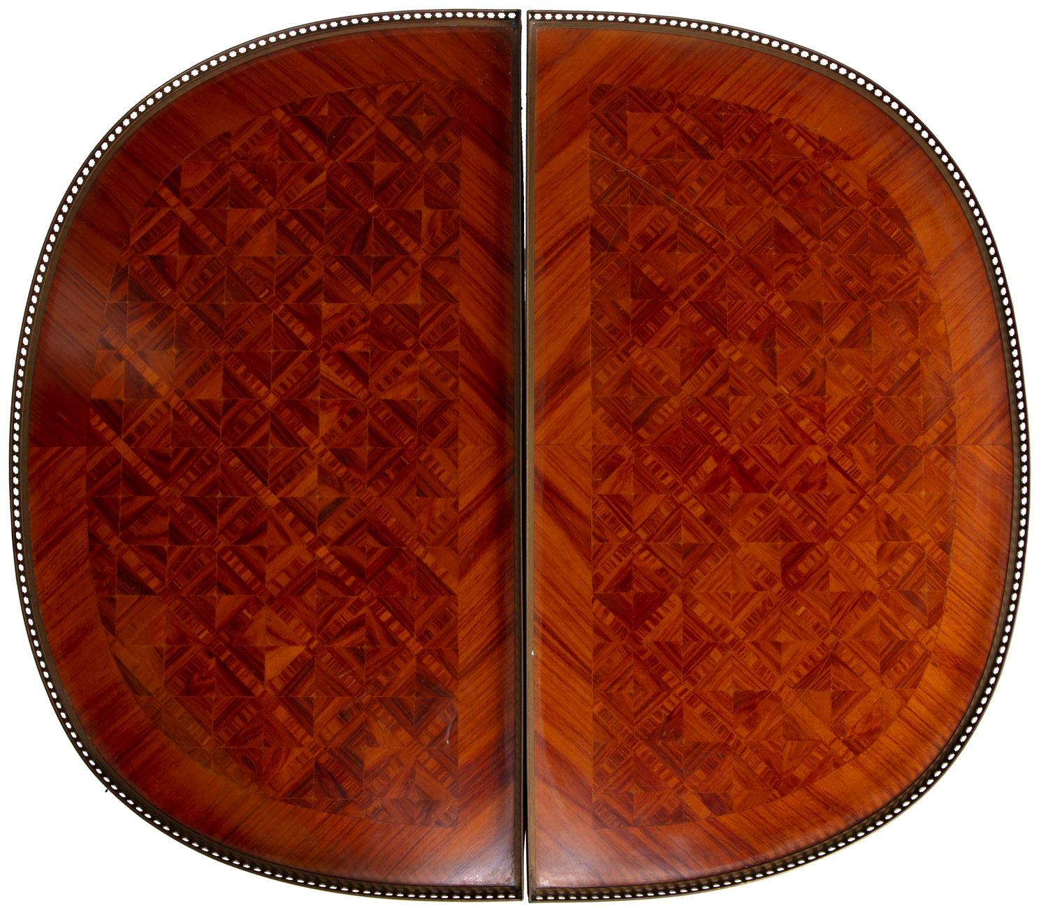Pair of Louis XV Marquetry Side Tables with Cocktail Gallery and Ormolu In Excellent Condition In Asheville, NC