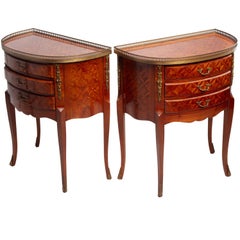 Pair of Louis XV Marquetry Side Tables with Cocktail Gallery and Ormolu